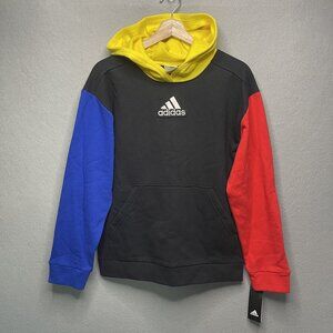 Adidas Big Boys Freestyle Hood Pullover Black Multi Hoodie L 14/16